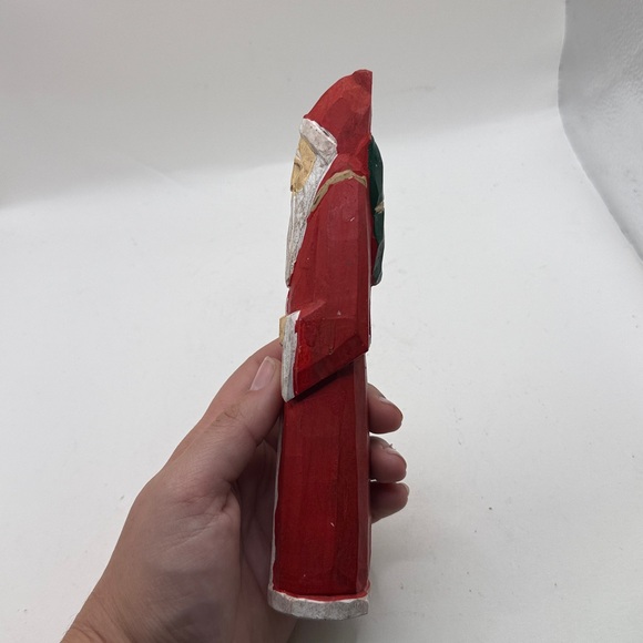 Vintage Carved Painted Wooden Santa Claus Figurine Decor Collectible Folk Art - Picture 4 of 10